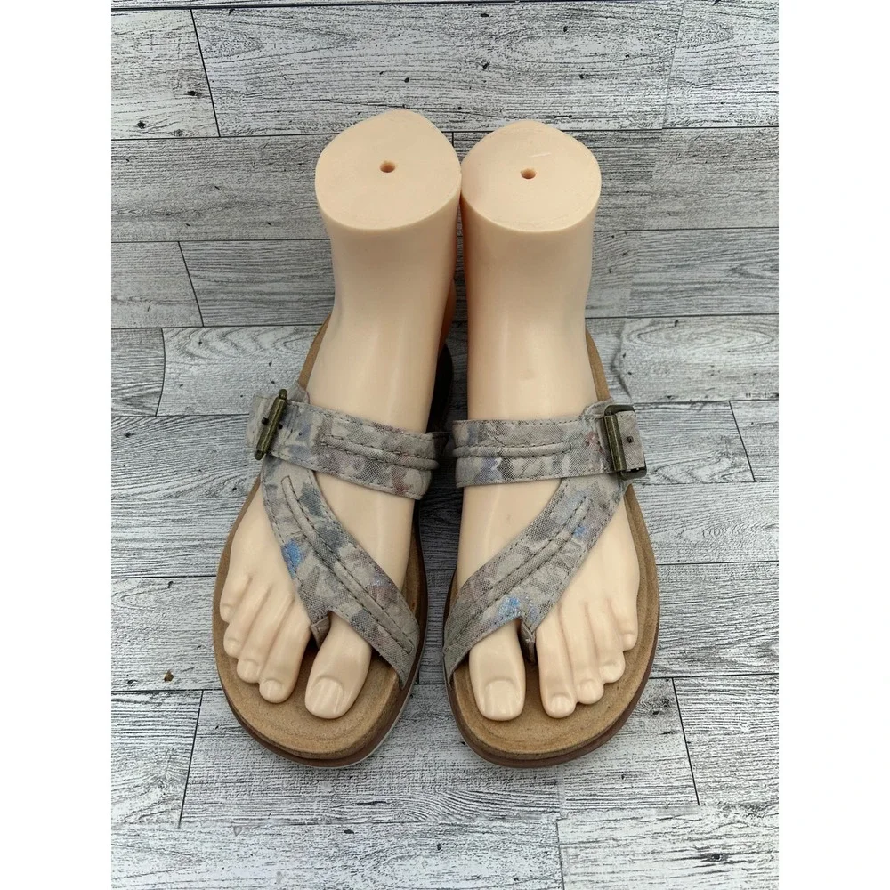 Clarks Collection Mira‎ Tide Women Sz 6M Taupe Floral Slide Sandals 261662364035